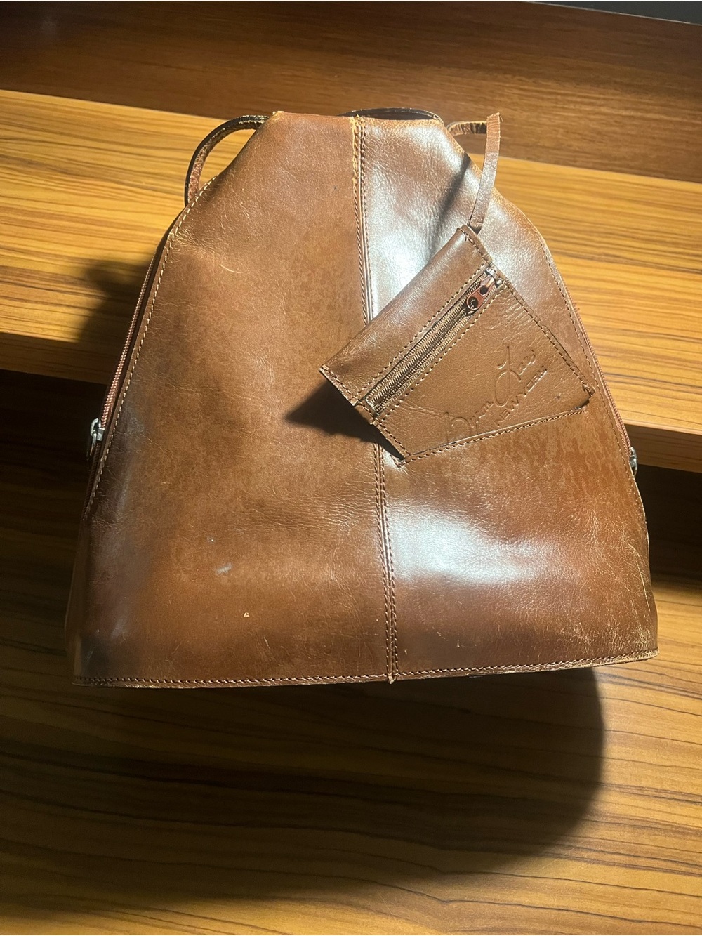 Byron Lars Brown Leather Backpack with Removable Card Pouch